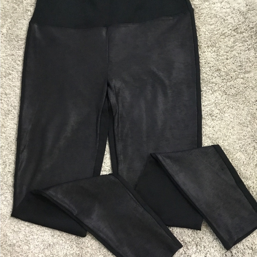 Assets By Spanx Black Leggings Faux Leather 1X